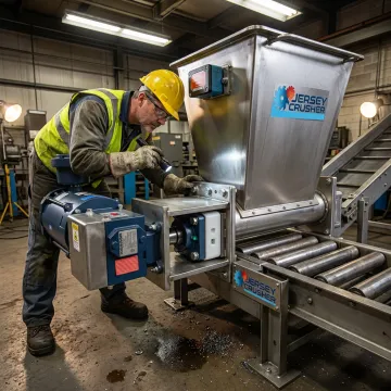 Engineer inspecting an automatic screw feeder system