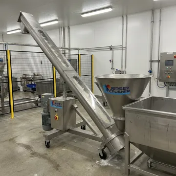 Automatic screw feeder system in an industrial processing line