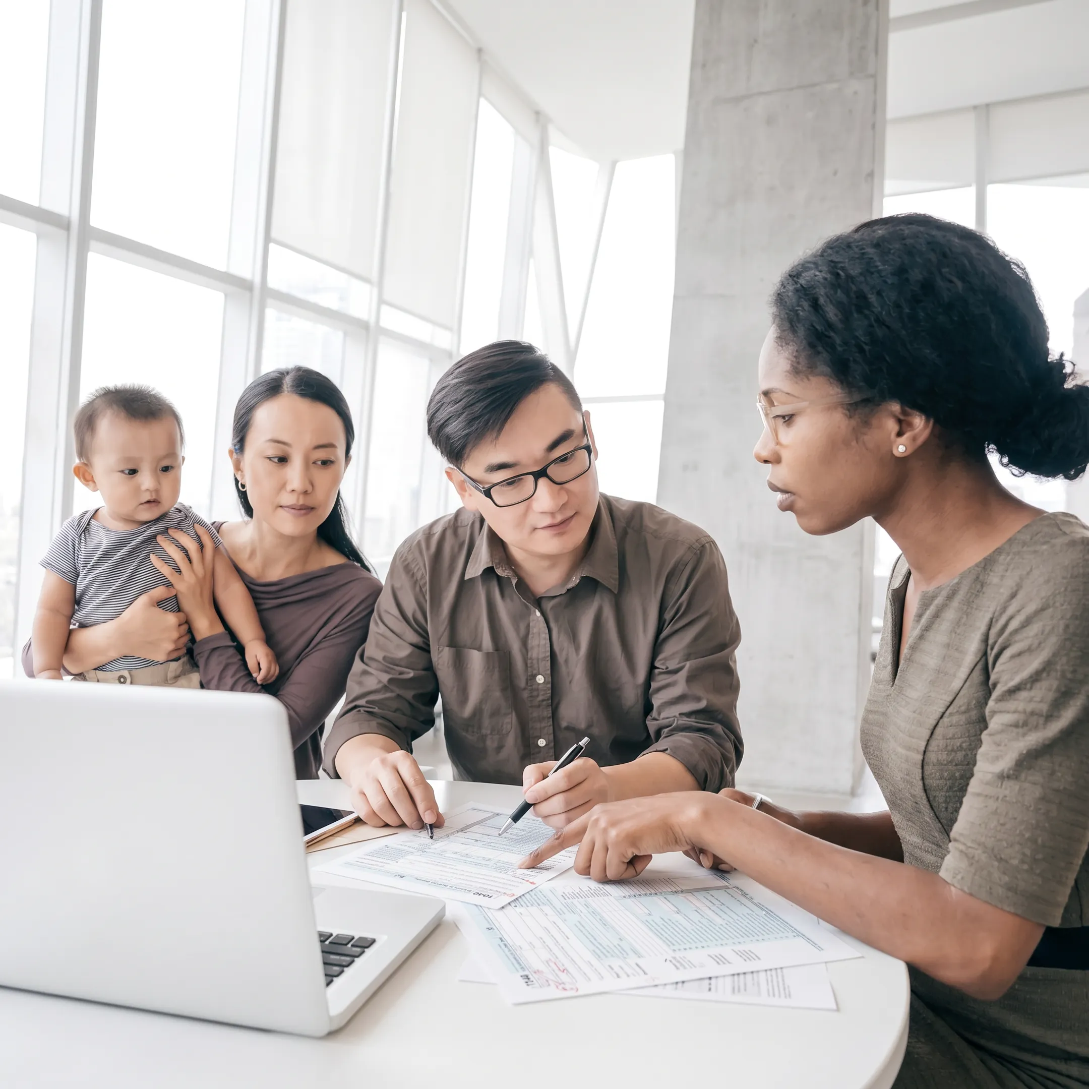 Advisor explaining corrected tax documents to a client