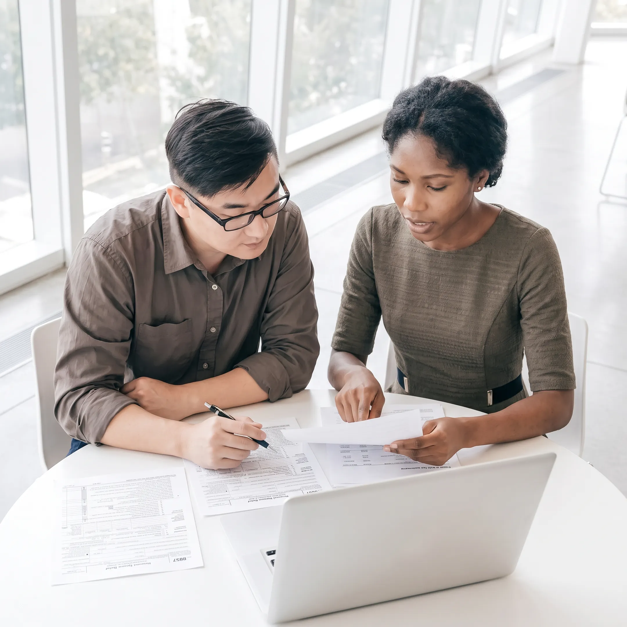 Advisor explaining tax relief documents to a client