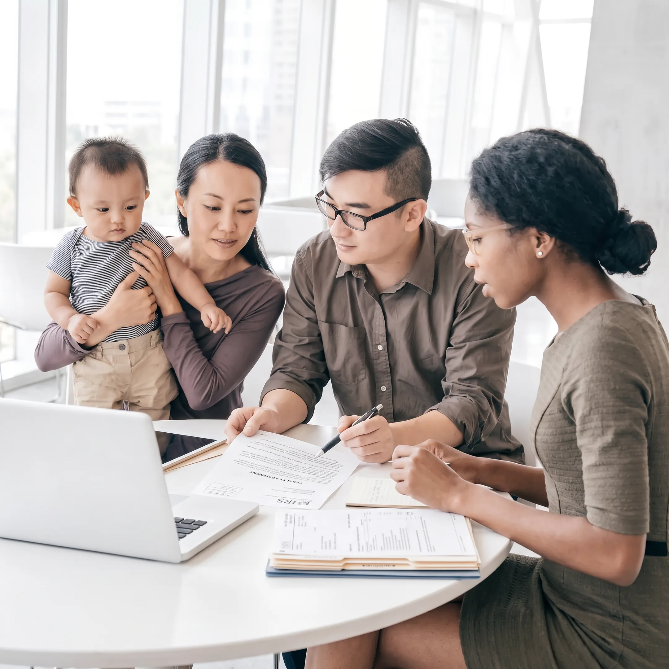 Advisor explaining IRS penalty relief options to a client