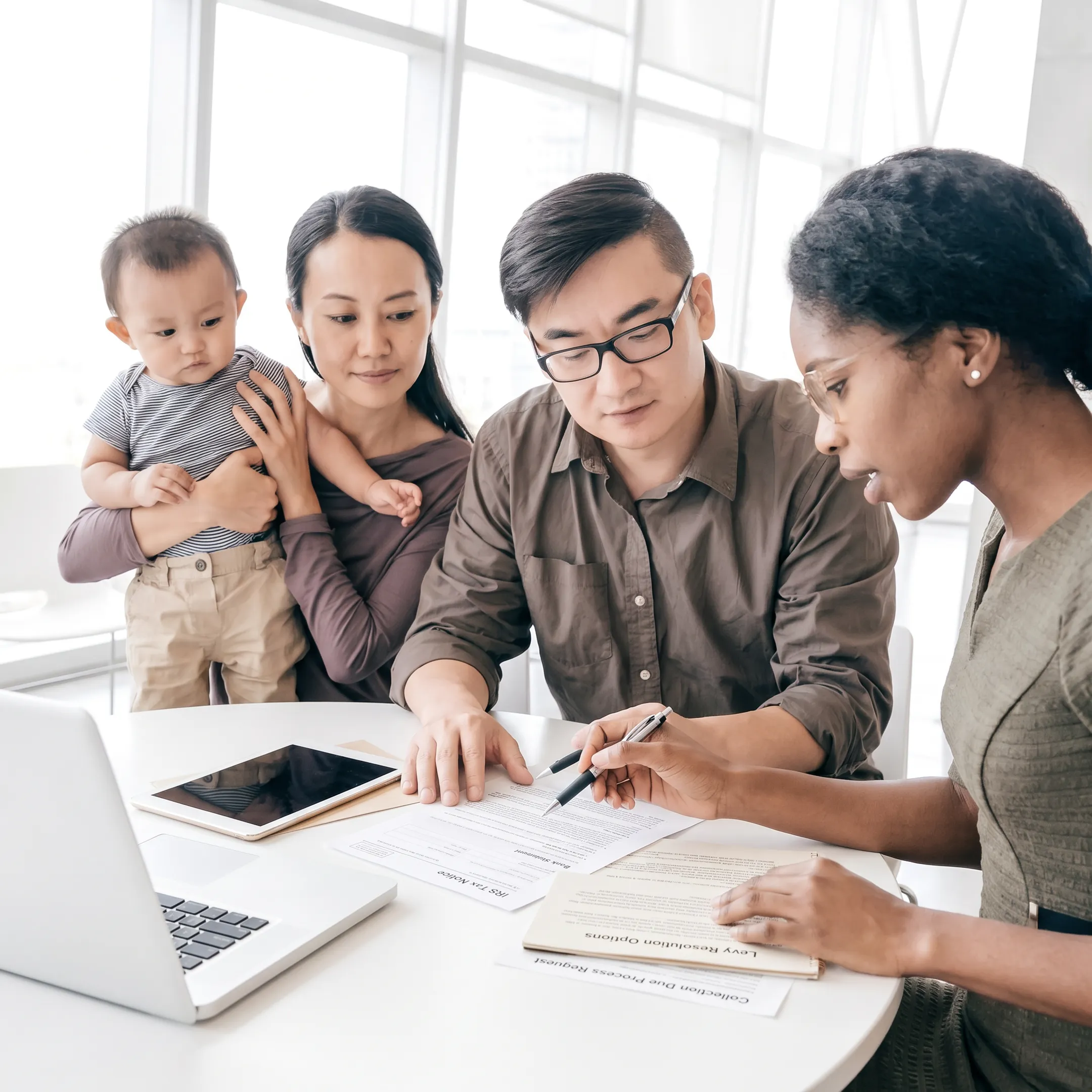 Tax advisor explaining bank levy resolution options to a client