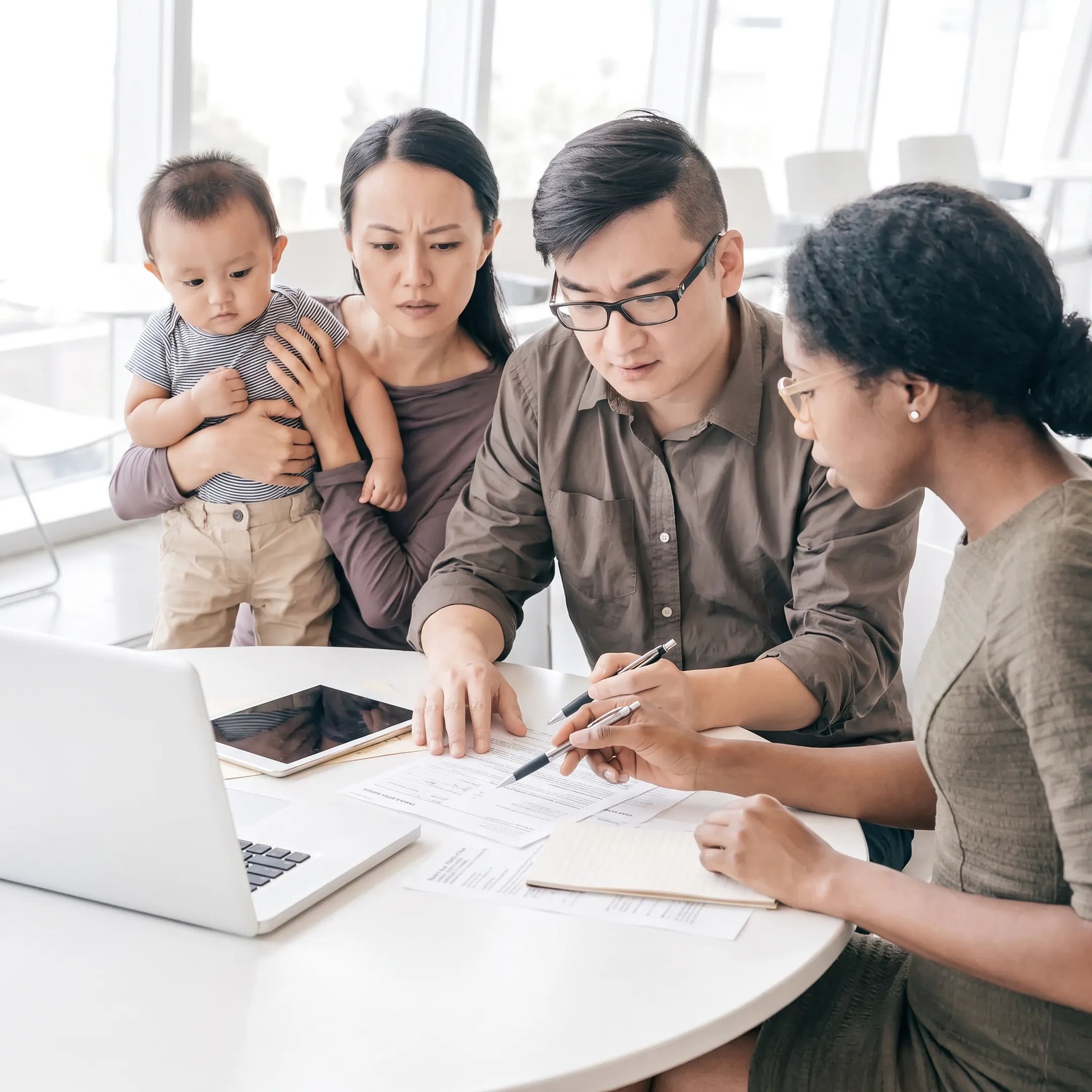 Advisor discussing tax debt resolution documents with a client