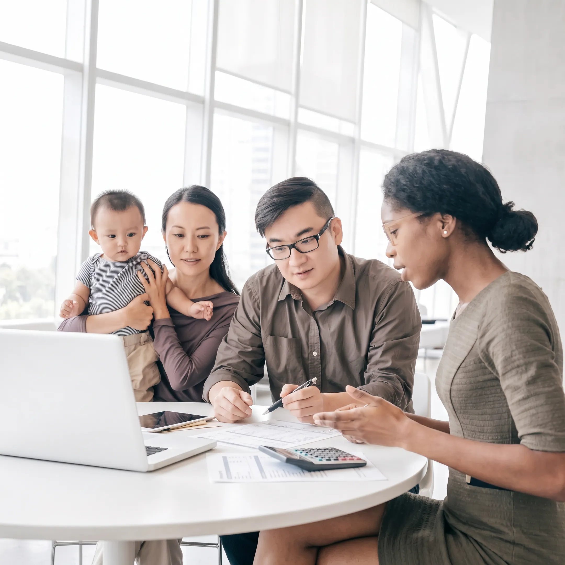 Advisor explaining estimated tax planning to a client