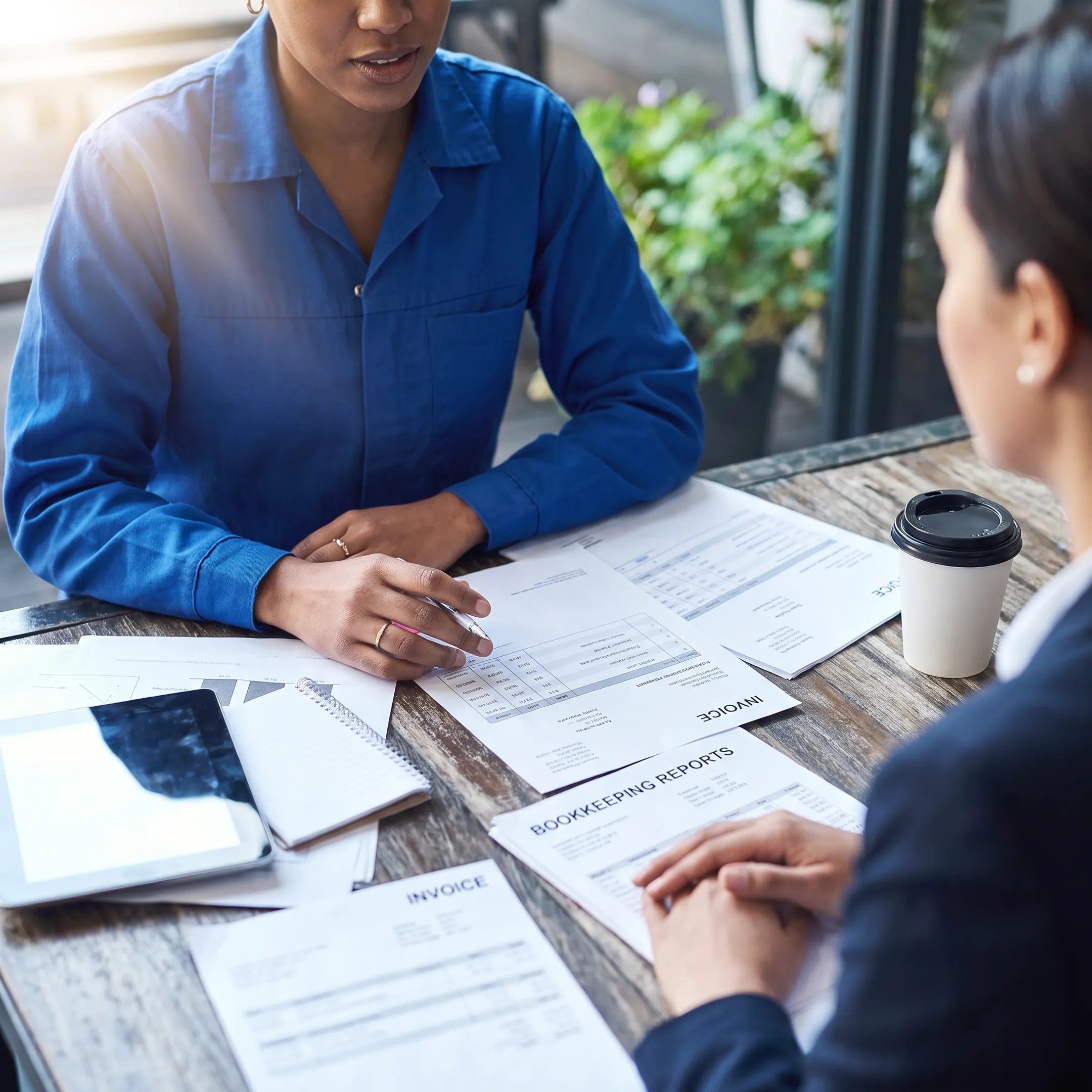 HVAC contractor discussing business finances with accounting advisor
