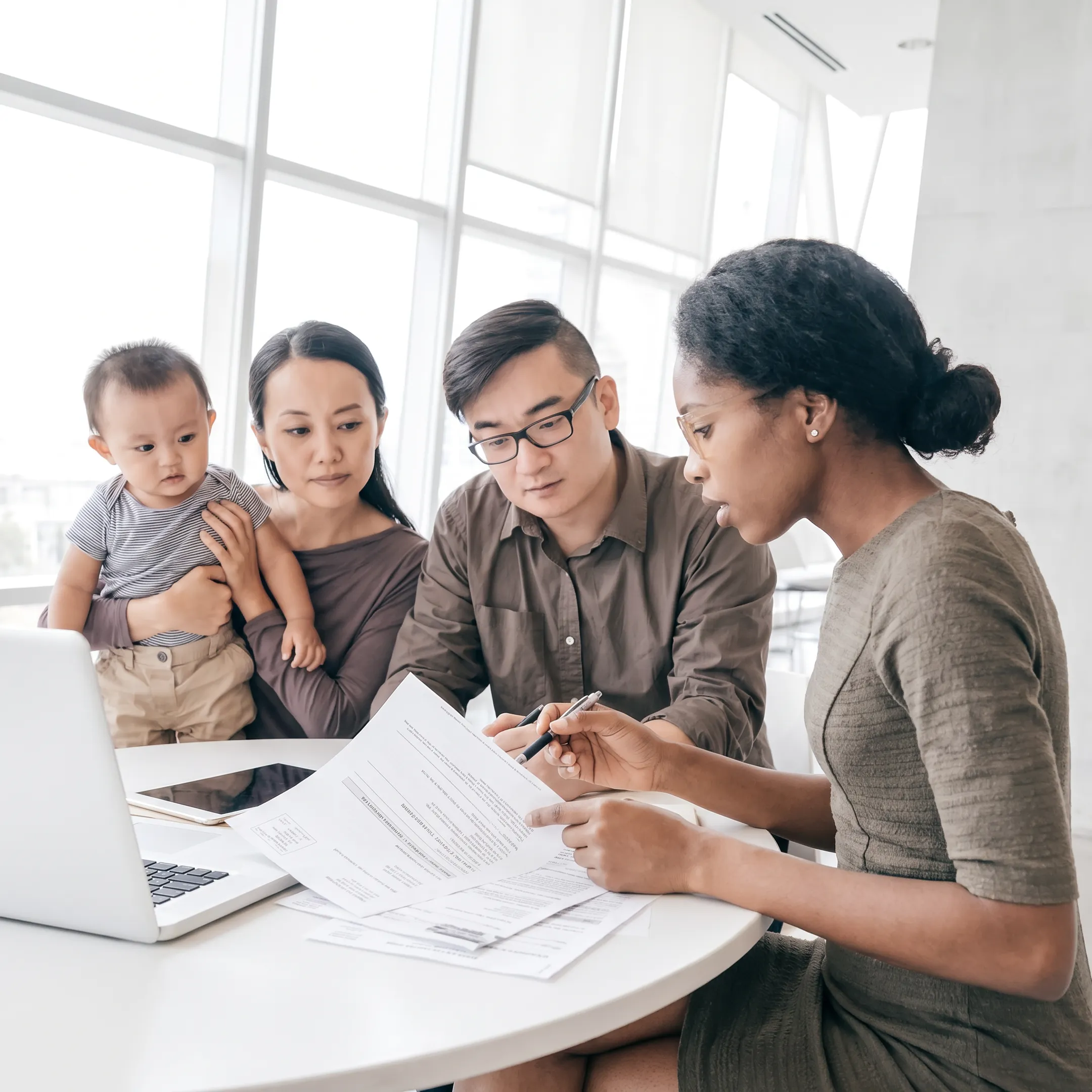 Advisor explaining tax lien resolution documents to a client