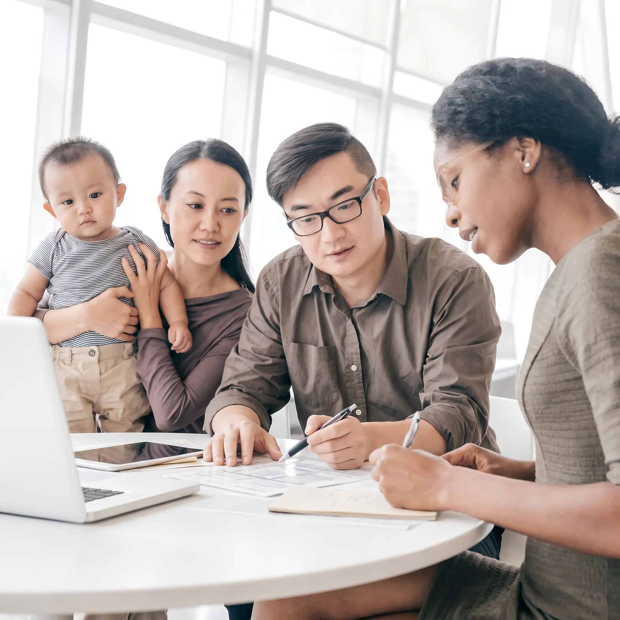 Tax advisor discussing IRS collection documents with a client