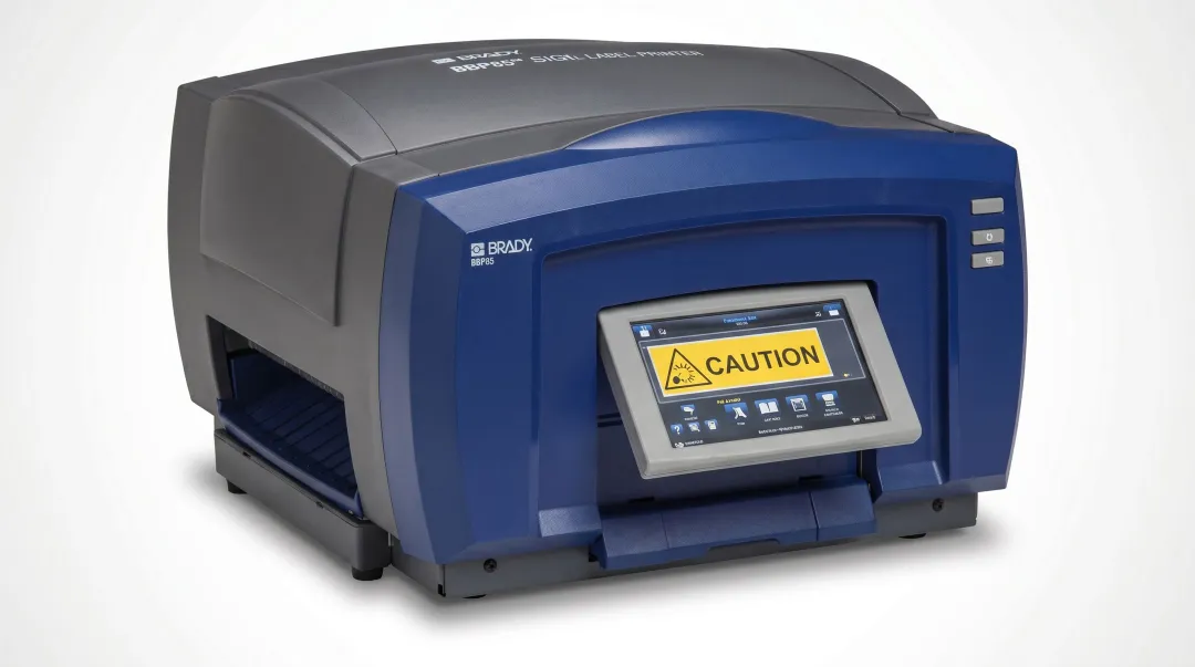 Brady BBP85 industrial thermal transfer label printer for GHS chemical labeling