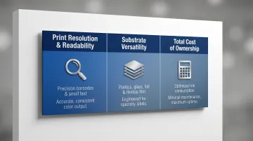 Three-criteria cosmetic printer evaluation framework covering resolution substrates and cost