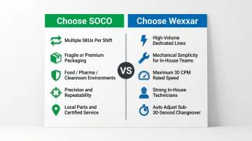 SOCO versus Wexxar case erector decision guide for packaging line selection