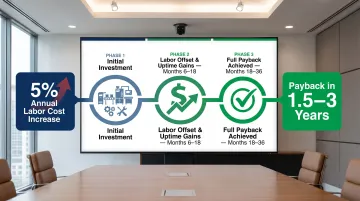 frozen food packaging automation ROI timeline showing 1.5 to 3 year payback period