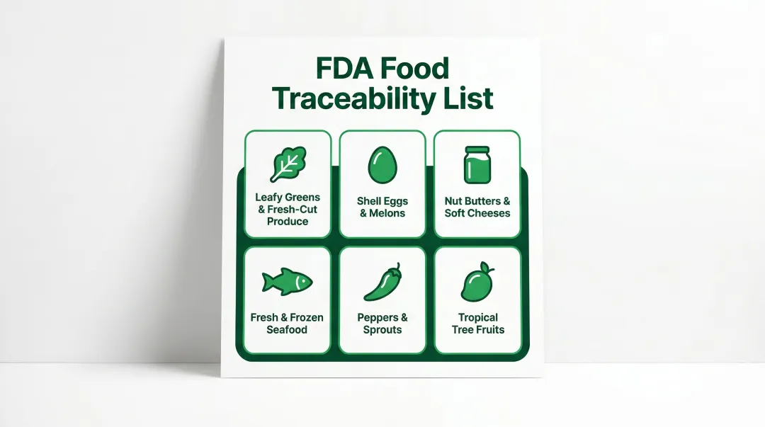 FDA Food Traceability List categories requiring FSMA 204 case-level traceability codes