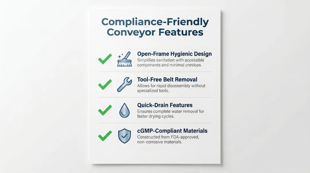 Four key compliance features checklist for food-grade bottling conveyor selection