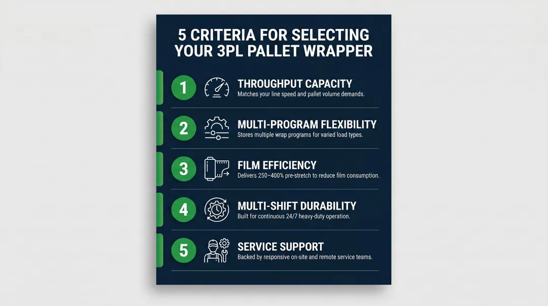 Five key pallet wrapper selection criteria for 3PL warehouse operations