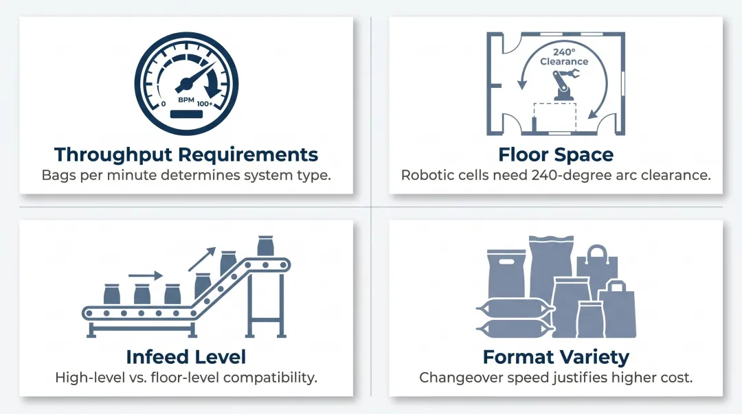 Four key operational factors for selecting a bag palletizer system