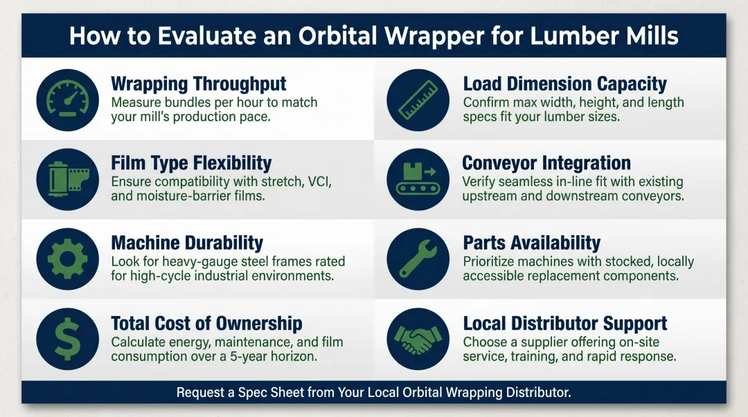 Eight-factor orbital wrapper evaluation criteria for lumber mill capital decisions