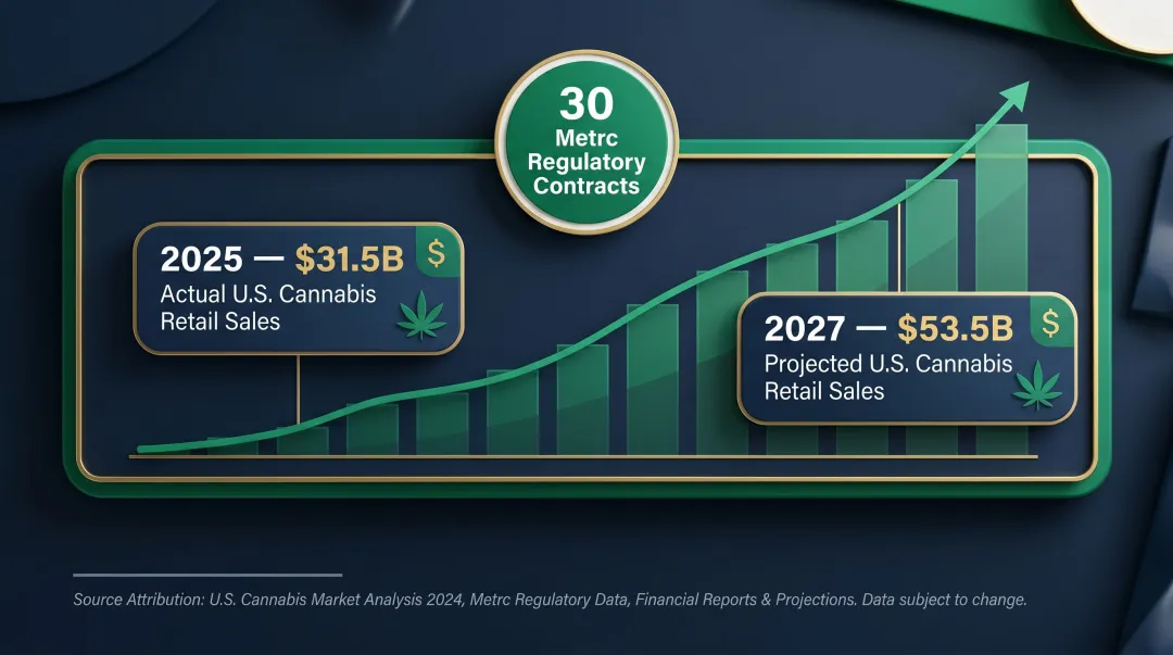 US cannabis market growth timeline from 2025 to 2027 revenue projections