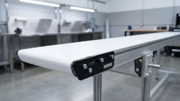 Precision low-profile belt conveyor system for finished part inspection line