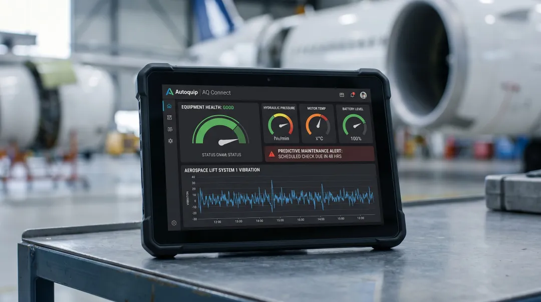 Autoquip AQ Connect intelligent lift monitoring system dashboard interface display