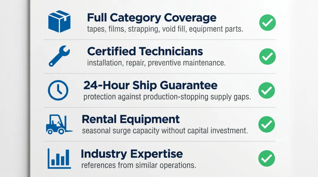 Five criteria checklist for evaluating a consolidation-ready packaging distributor