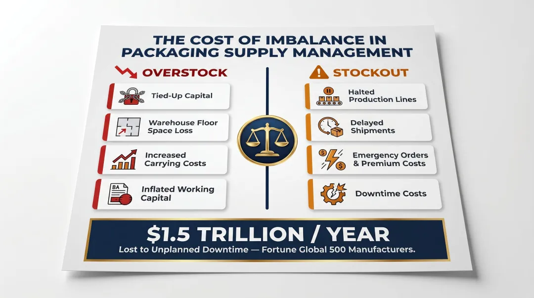 Overstock versus stockout consequences and financial impact side-by-side comparison
