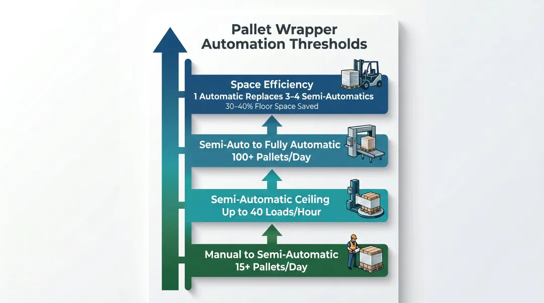 Pallet wrapper automation level selection guide by daily throughput volume thresholds