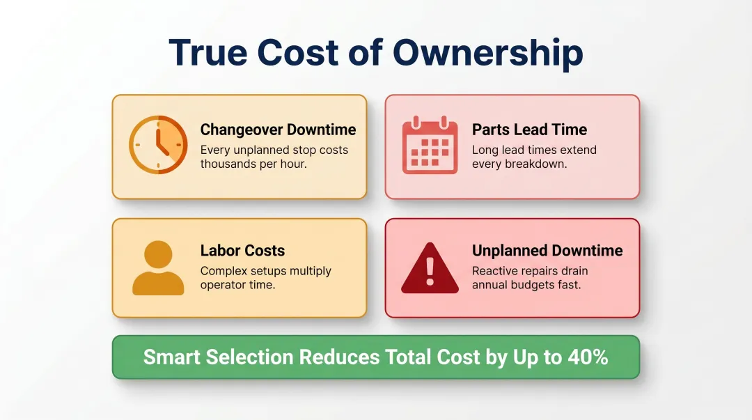 Total cost of ownership factors for case erector selection beyond purchase price