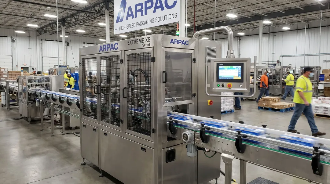 ARPAC EXTREME XS servo-driven side seal shrink wrapper on manufacturing floor