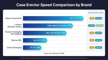 Top five fulfillment center case erector brands throughput speed comparison chart