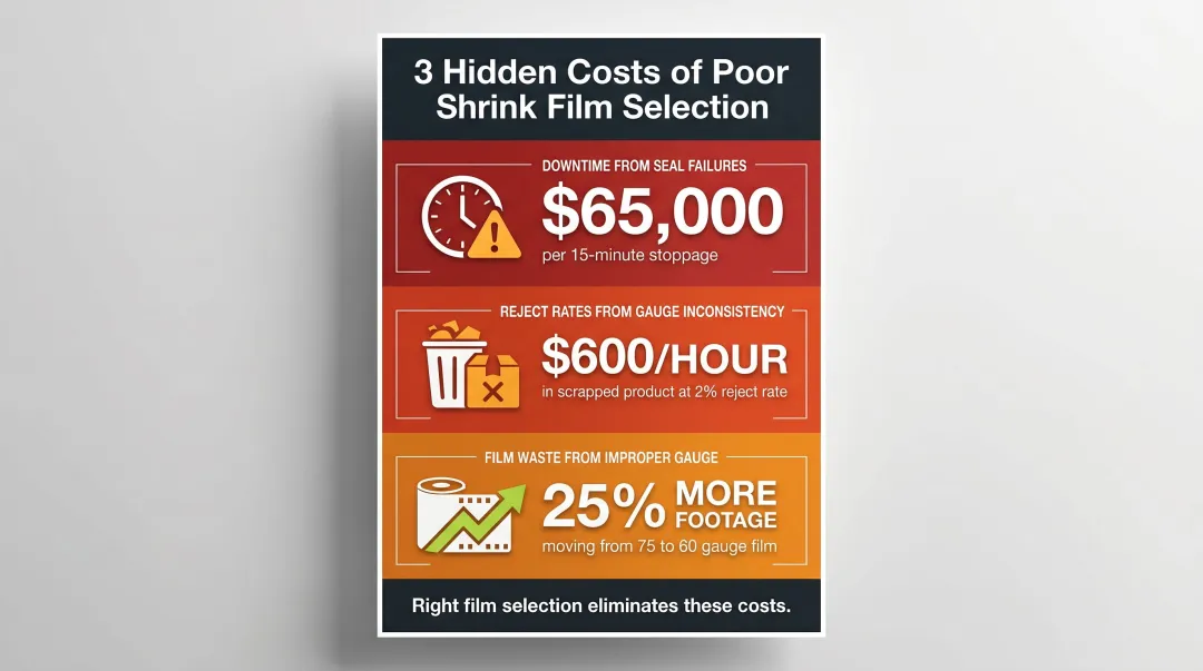 Three hidden costs of wrong shrink film selection downtime rejects waste breakdown