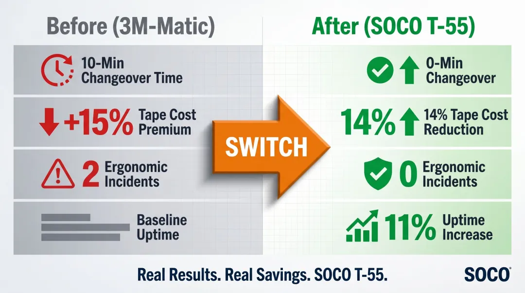 Wisconsin food manufacturer SOCO T-55 before and after results six months post-installation