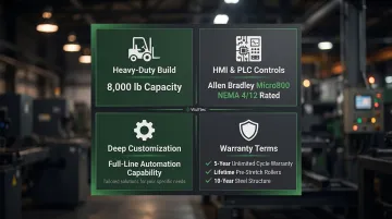 Wulftec stretch wrapper key technical differentiators warranty and build specifications chart