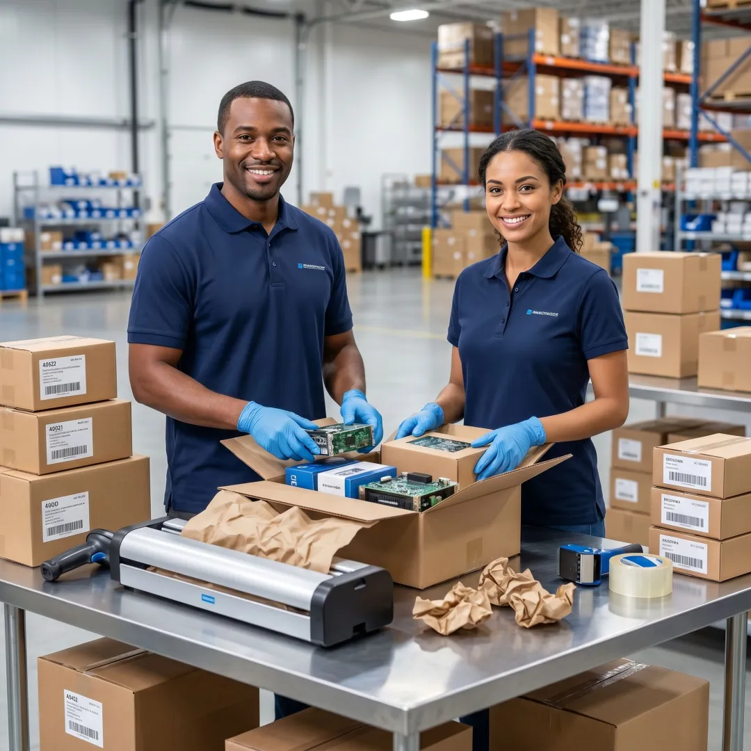 Packaging line using paper cushioning for electronics