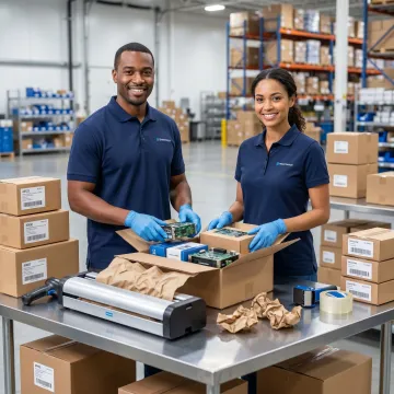 Packaging line using paper cushioning for electronics