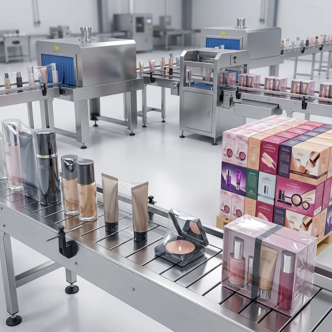 Shrink film packaging for cosmetic products