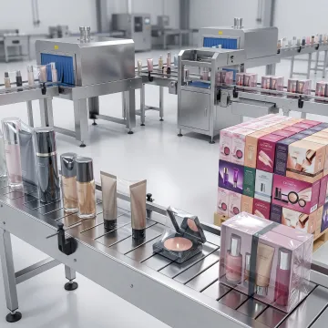 Shrink film packaging for cosmetic products