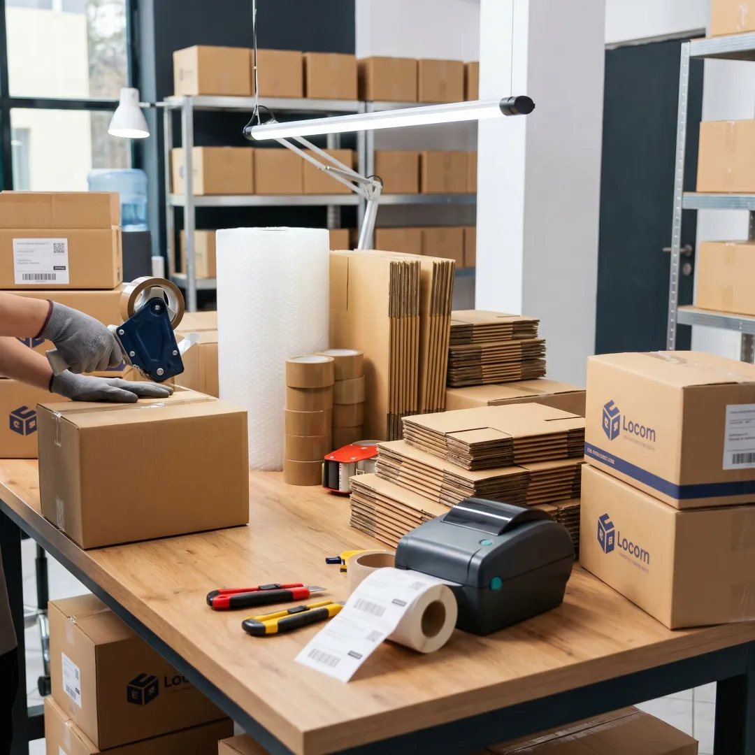 Bulk carton tape used in an e-commerce packing station
