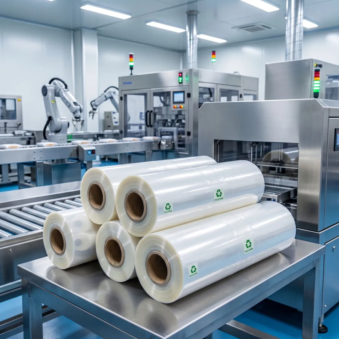 Packaging film rolls prepared for industrial use