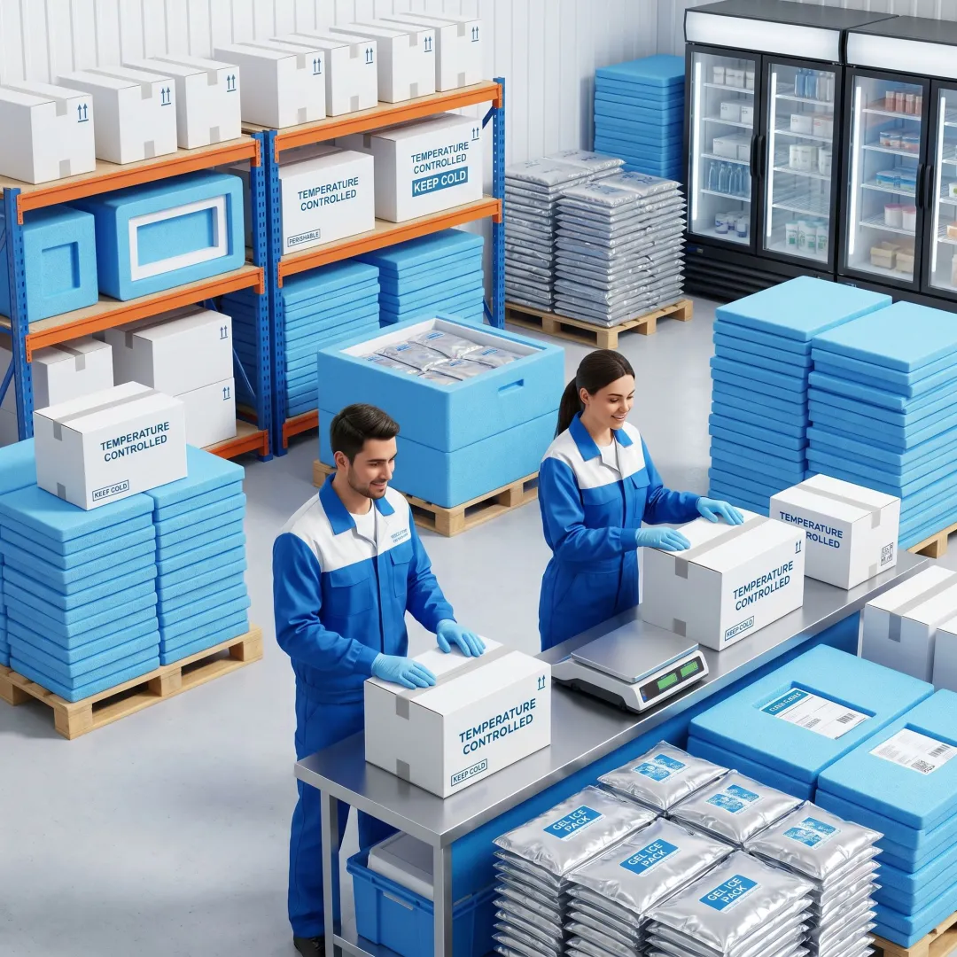Bulk cold chain packaging supplies ready for shipment