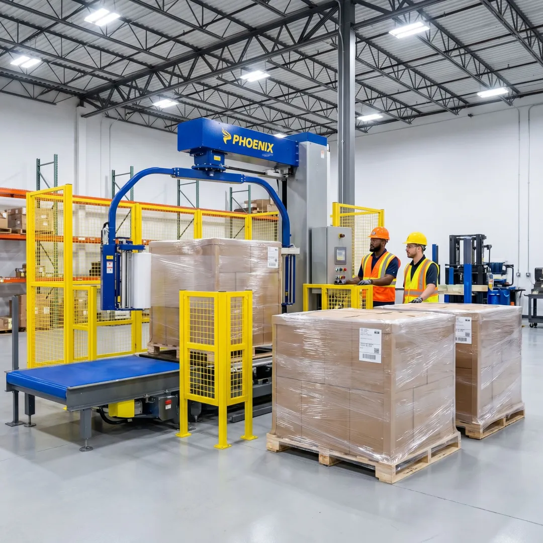 Phoenix stretch wrapper in a Chicago warehouse