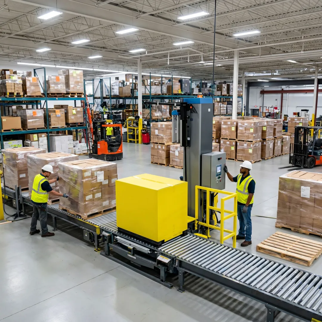 Phoenix stretch wrapper in a Minneapolis warehouse