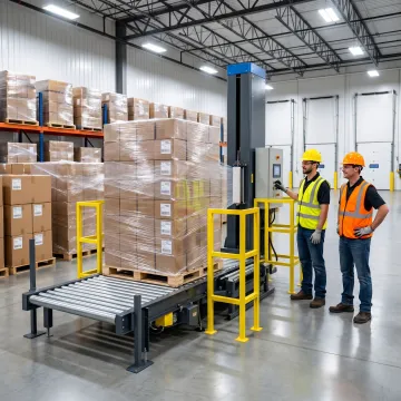 Cousins stretch wrapper in a warehouse