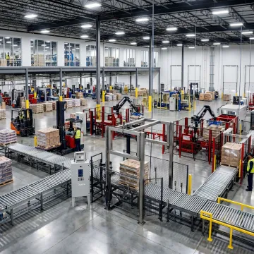 Industrial packaging equipment in a Cleveland facility