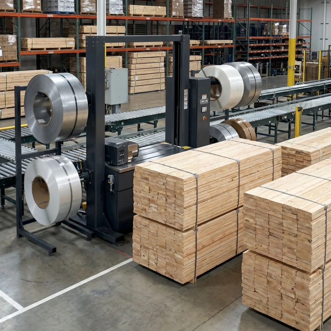 Industrial strapping materials for lumber packaging