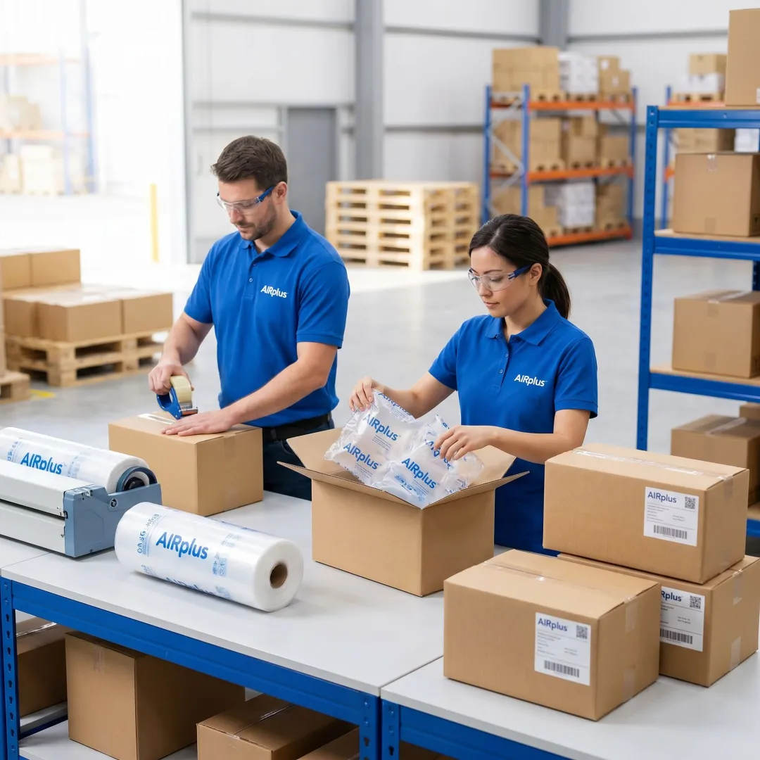 AIRplus air cushions used at an e-commerce packing station