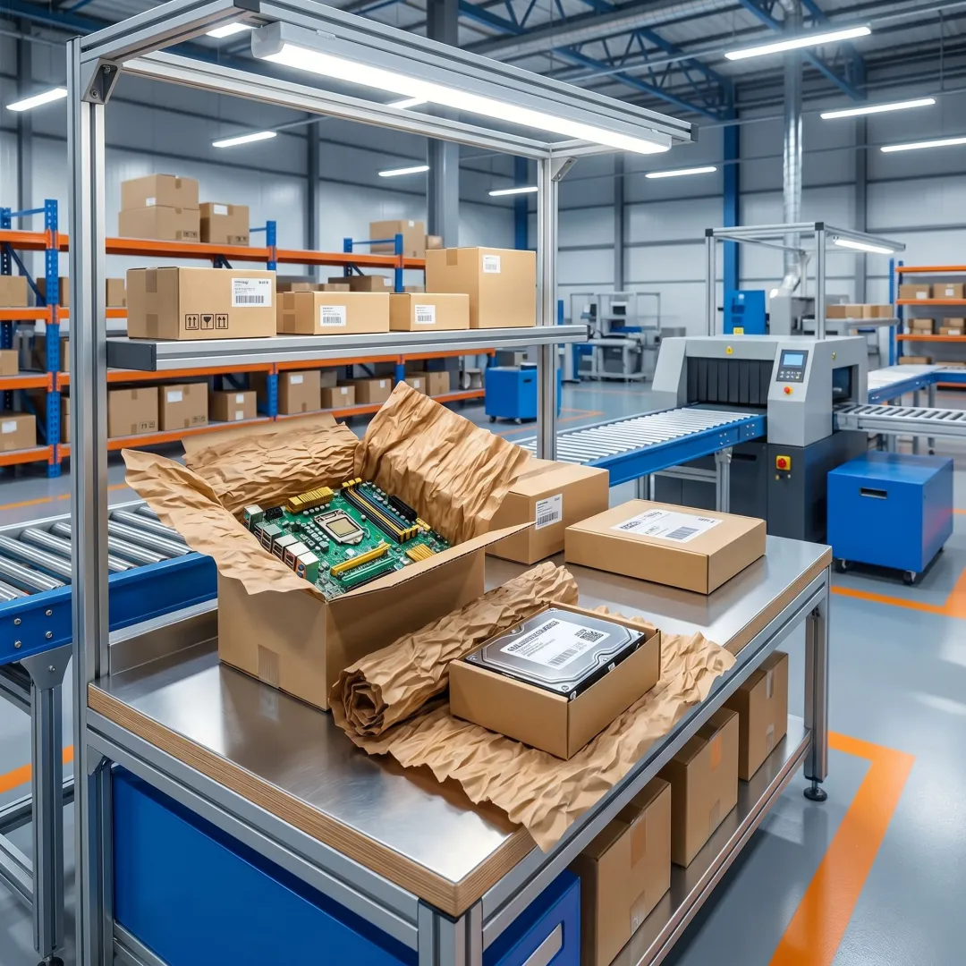 Paper cushioning used to protect packaged electronics
