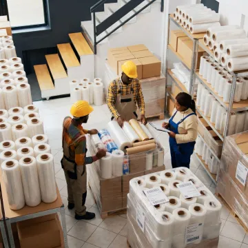 Pallets of wholesale stretch film in warehouse