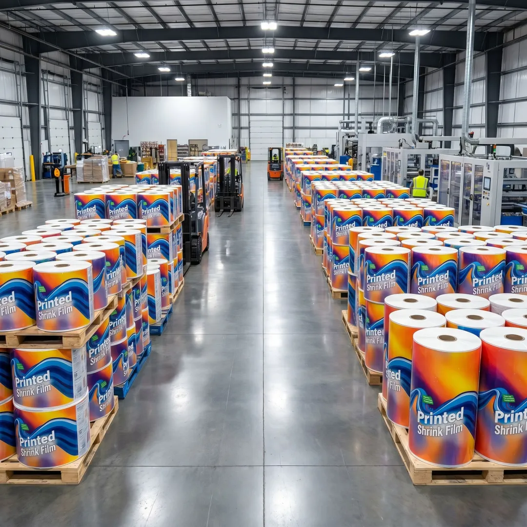 Printed shrink film rolls for custom branded packaging