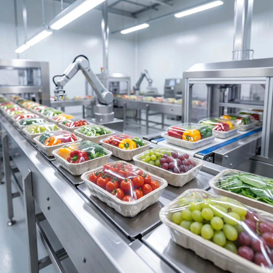 Fresh produce packed in clear anti-fog shrink film