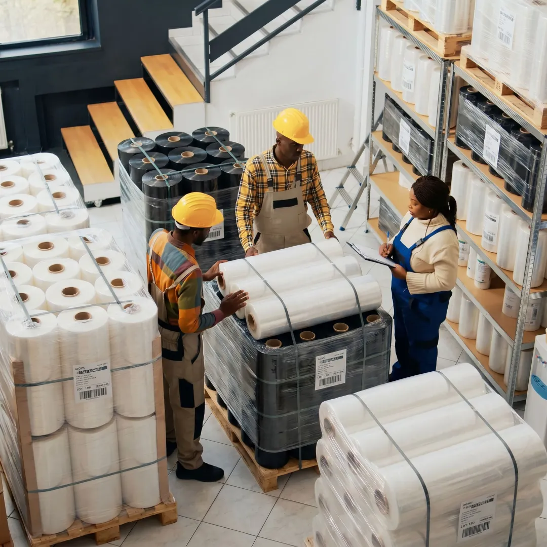 Packaging film rolls prepared for wholesale shipment